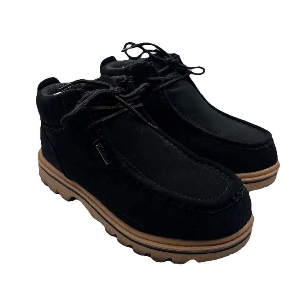 LUGZ Mens‎ Sz 9.5 Fringe Chukka Deep Black Ankle Boots Thick Tread City Preppy